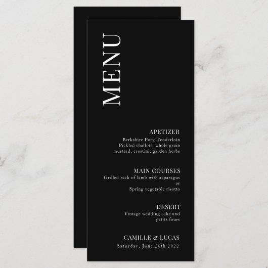 Menu Elegant and Trendy Wedding (Voorkant / Achterkant)
