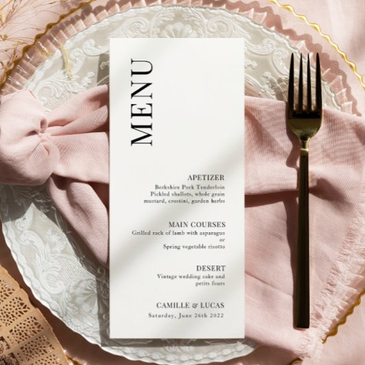 Menu Elegant and Trendy Wedding