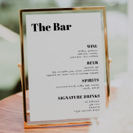 Menu Elegant and trendy Wedding Drinken Bar Poster