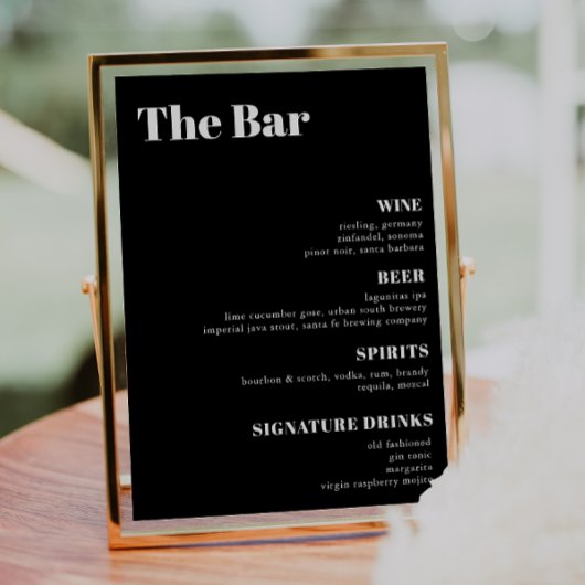 Menu Elegant and trendy Wedding Drinken Bar Poster