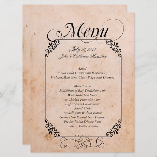 Menu Elegant Antiek Kijk Weddenschappen (Voorkant / Achterkant)