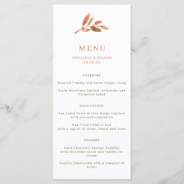 Menu Elegant Autumn Leaf Fall Wedding