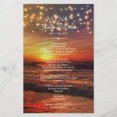 Menu Elegant Beach String Lights Summer Wedding (Voorkant)