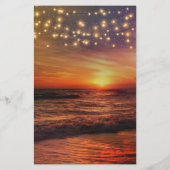 Menu Elegant Beach String Lights Summer Wedding (Achterkant)