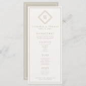 Menu Elegant Beige Minimalist Wedding Bar (Voorkant / Achterkant)
