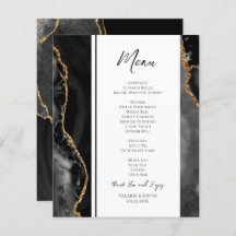 Menu Elegant Black Agate Wedding