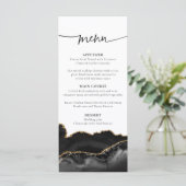 Menu Elegant Black and Gold Agate Wedding-kaart (Staand voorkant)
