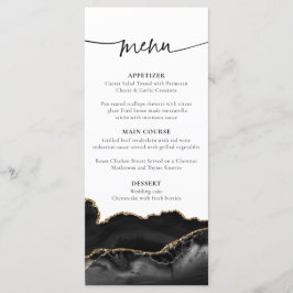 Menu Elegant Black and Gold Agate Wedding-kaart
