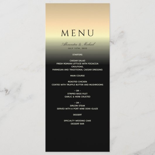 Menu Elegant Black and Gold Wedding (Voorkant)