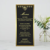 Menu Elegant Black and Gold Wedding Reception (Staand voorkant)