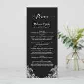 Menu Elegant Black and White Lace Wedding (Staand voorkant)