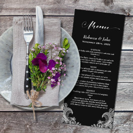 Menu Elegant Black and White Lace Wedding