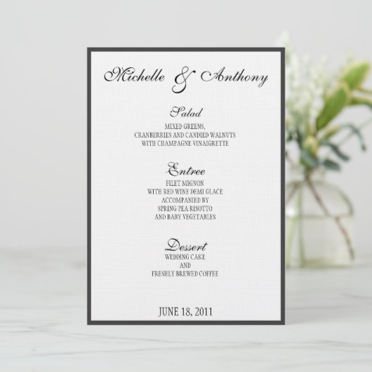 Menu Elegant Black Border Wedding (Staand voorkant)