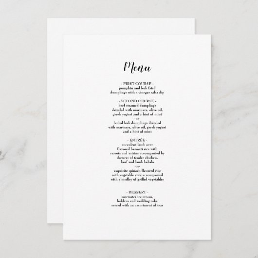 Menu Elegant Black Borderding Weddenschap (Voorkant / Achterkant)