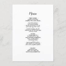 Menu Elegant Black Borderding Weddenschap
