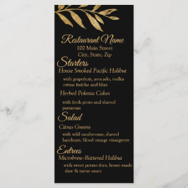 Menu Elegant Black en Gold Leaves