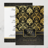 Menu Elegant Black & Gold 50th Wedding Jubileum Kaart (Voorkant / Achterkant)