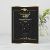 Menu Elegant Black & Gold Afstuderen Kaart (Staand voorkant)