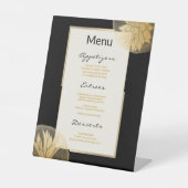 Menu Elegant Black Gold Floral Wedding Reclamebord Met Voetstuk (Voorkant)