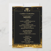 Menu Elegant Black Gold Medical Afstuderen Kaart (Voorkant)