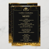 Menu Elegant Black Gold Medical Afstuderen Kaart (Voorkant / Achterkant)