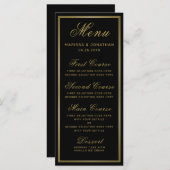 Menu Elegant Black Gold Script Chic Wedding (Voorkant / Achterkant)