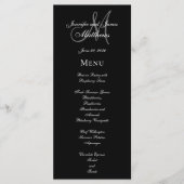 Menu Elegant Black Grey Monogram Script Weddenscha (Voorkant)