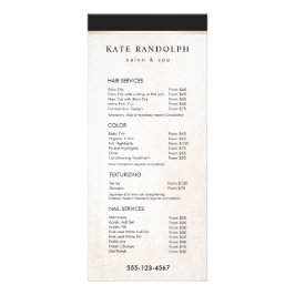 Menu Elegant Black White Marble Salon Price List