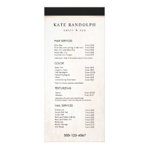 Menu Elegant Black White Marble Salon Price List
