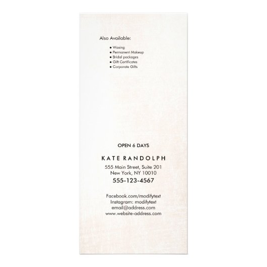 Menu Elegant Black White Marble Salon Price List (Achterkant)