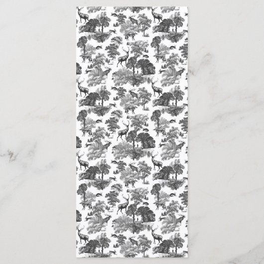Menu Elegant  Black White Toile Deer (Achterkant)