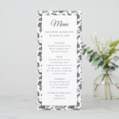Menu Elegant  Black White Toile Deer (Staand voorkant)