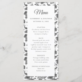 Menu Elegant Black White Toile Deer