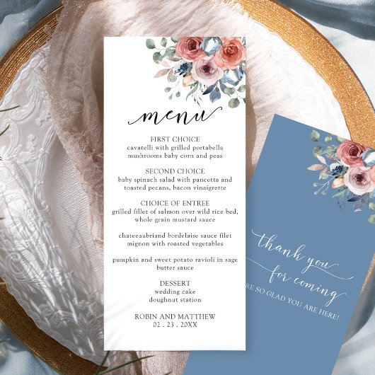 Menu Elegant Blissful Floral Wedding