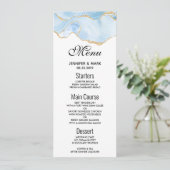 Menu Elegant Blue and Gold Agate Border Wedding Kaart (Staand voorkant)