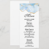 Menu Elegant Blue and Gold Agate Border Wedding Kaart (Voorkant / Achterkant)