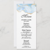 Menu Elegant Blue and Gold Agate Border Wedding Kaart (Voorkant)