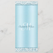 Menu Elegant Blue Damask Wedding (Achterkant)
