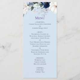 Menu Elegant Blue Floral Wedding