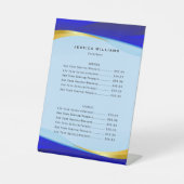 Menu Elegant Blue Gold Business Service Reclamebord Met Voetstuk (Voorkant)