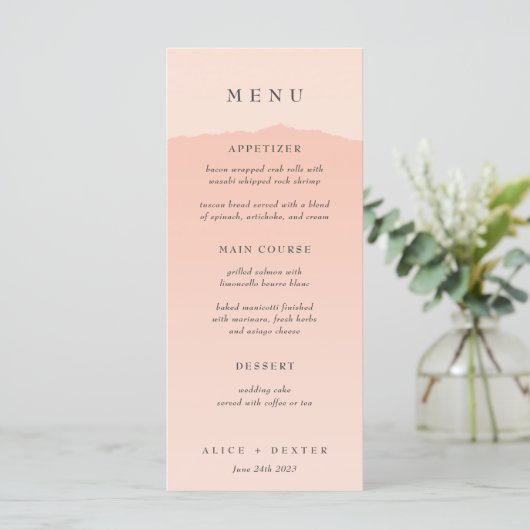 Menu Elegant Blush Gradient Weddenschap (Staand voorkant)