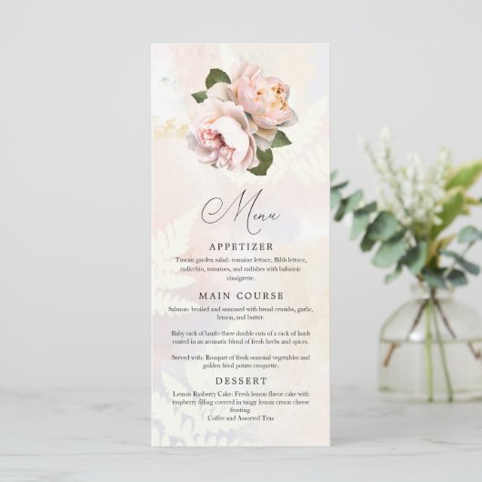Menu Elegant Blush Pink (Staand voorkant)