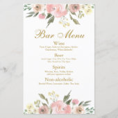 Menu Elegant Blush Pink Gold Floral Weddenbar (Voorkant)