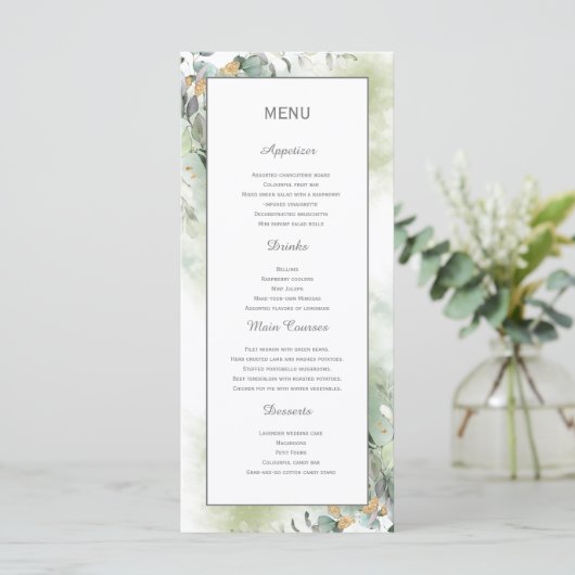 Menu Elegant Botanische Eucalyptus Greenery (Staand voorkant)