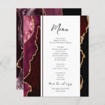 Menu Elegant Burgundy Agate Event