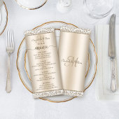 Menu Elegant Champagne Damask Wedding