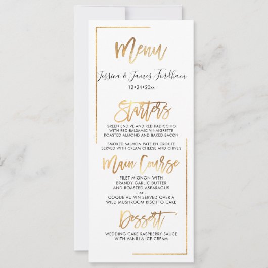 Menu Elegant+Chic Faux Gold Kaart (Voorkant)