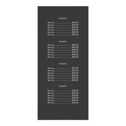 Menu Elegant Chic Gold- en zwarte-prijslijst (Achterkant)
