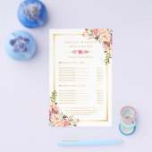 Menu Elegant Chic Pink Floral Beauty Salon (Enkel)