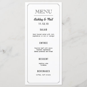 Menu Elegant Classy Black & White Wedding